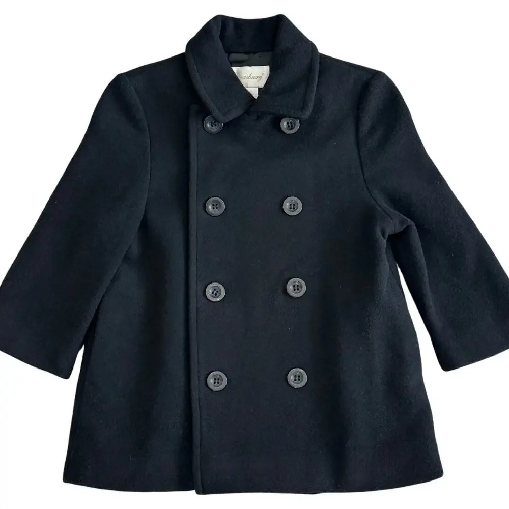 STRASBURG Toddler Girl Black Wool Peacoat Size 2Y